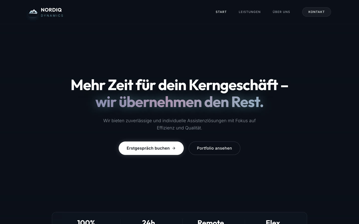 Startseite der von Short Media gebauten Website für NORDIQ Dynamics